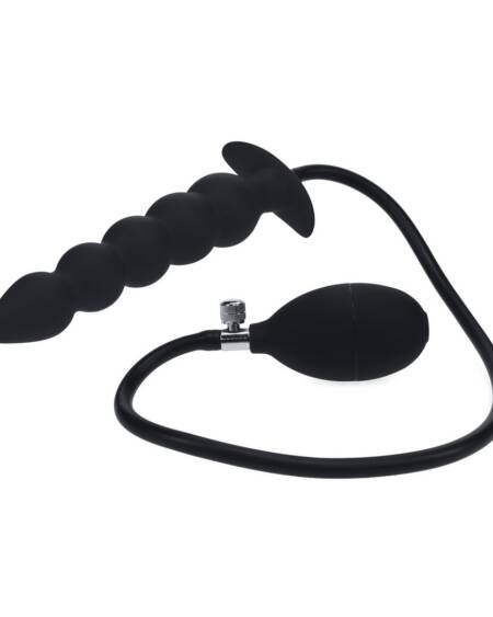 PLUG ANAL DE SIICONE INSUFLÁVEL COM PÉROLAS PRETO LEVELZ