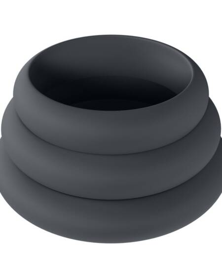 CONJUNTO DE 3 ANÉIS EM SILICONE PARA O PÉNIS WIDE O S/M/L PRETO LEVELZ