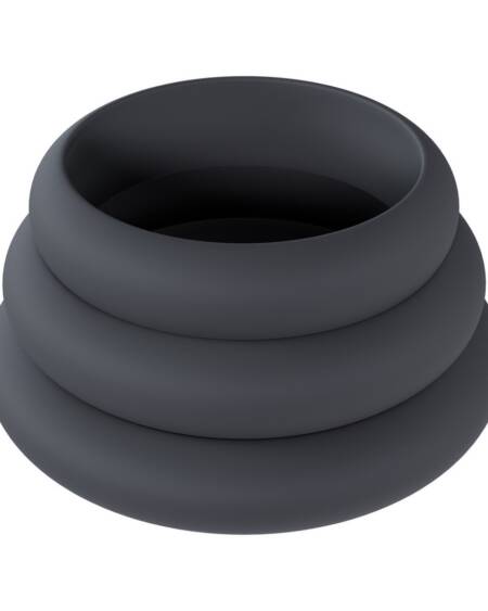 CONJUNTO DE 3 ANÉIS EM SILICONE PARA O PÉNIS WIDE O L/XL/XXL PRETO LEVELZ