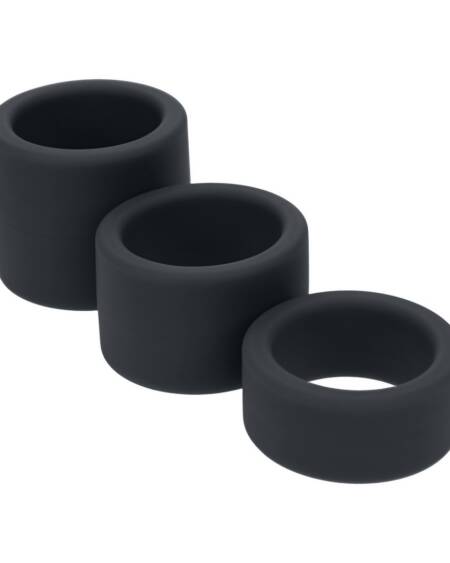 CONJUNTO DE 3 EXTENSORES PARA TESTÍCULOS EM SILICONE LIQUÍDO S/M/L PRETO LEVELZ
