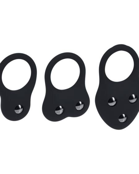CONJUNTO DE 3 ANÉIS EM SILICONE PARA O PÉNIS COM PESOS S/M/L PRETO LEVELZ