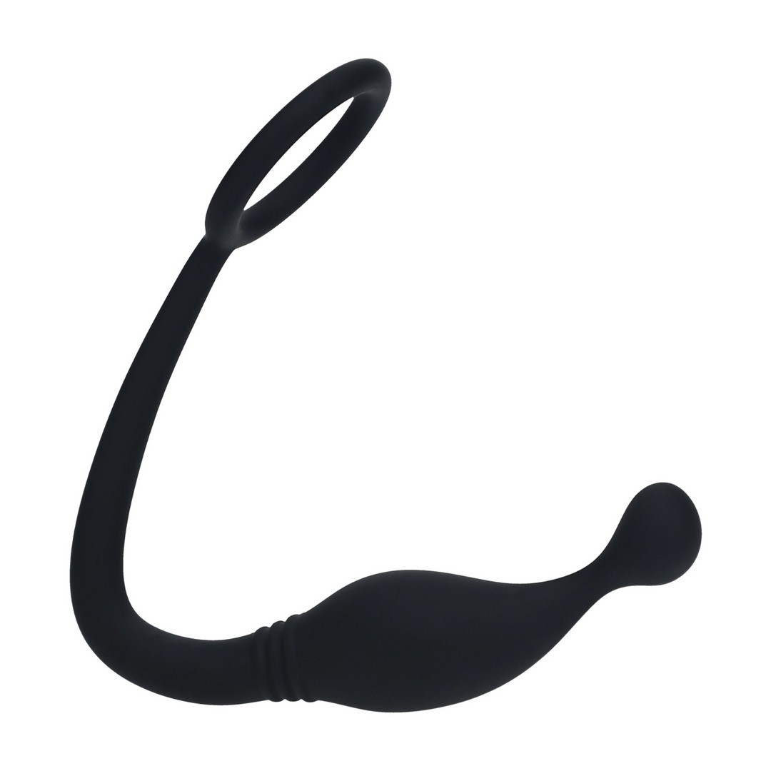 ESTIMULADOR DE PRÓSTATA COM ANEL DE SILICONE S PRETO LEVELZ