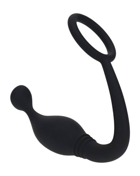 ESTIMULADOR DE PRÓSTATA COM ANEL DE SILICONE L PRETO LEVELZ