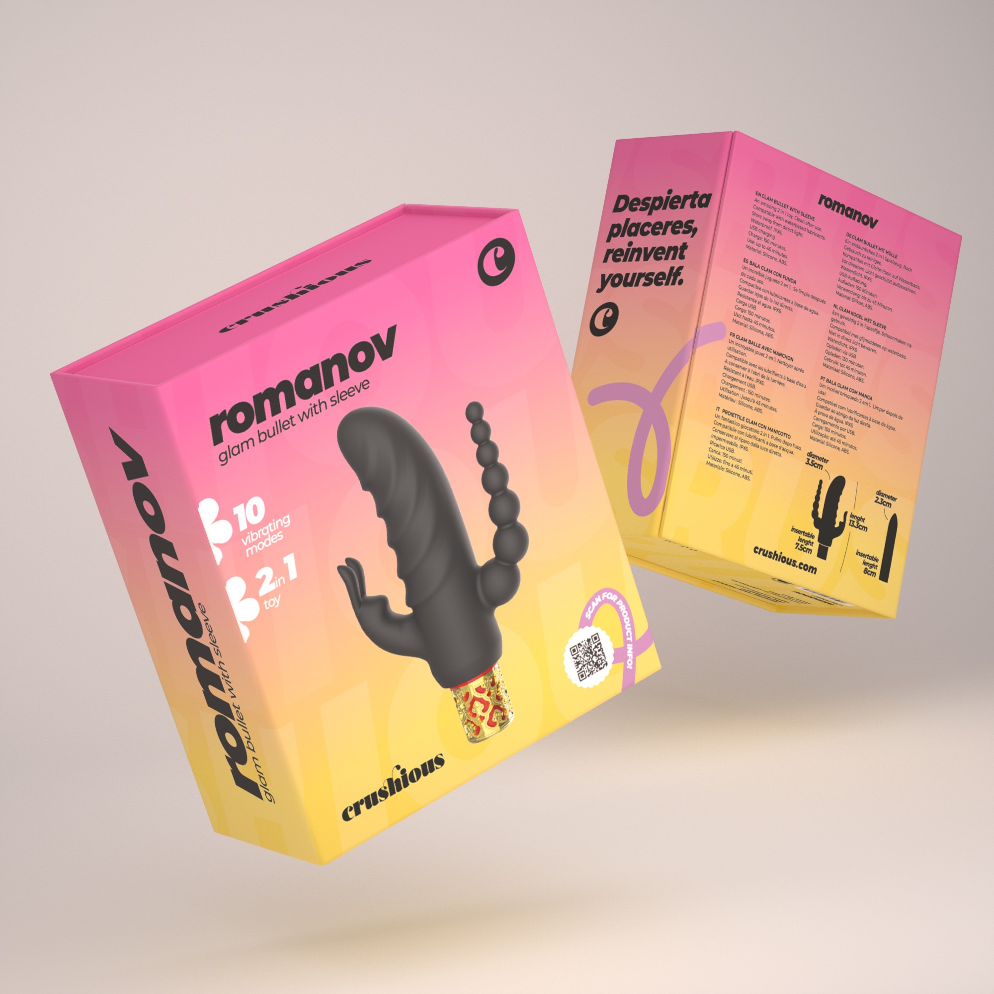 ROMANOV VIBRADOR CLÁSSICO COM MANGA DE SILICONE AMOVÍVEL CRUSHIOUS - Image 8