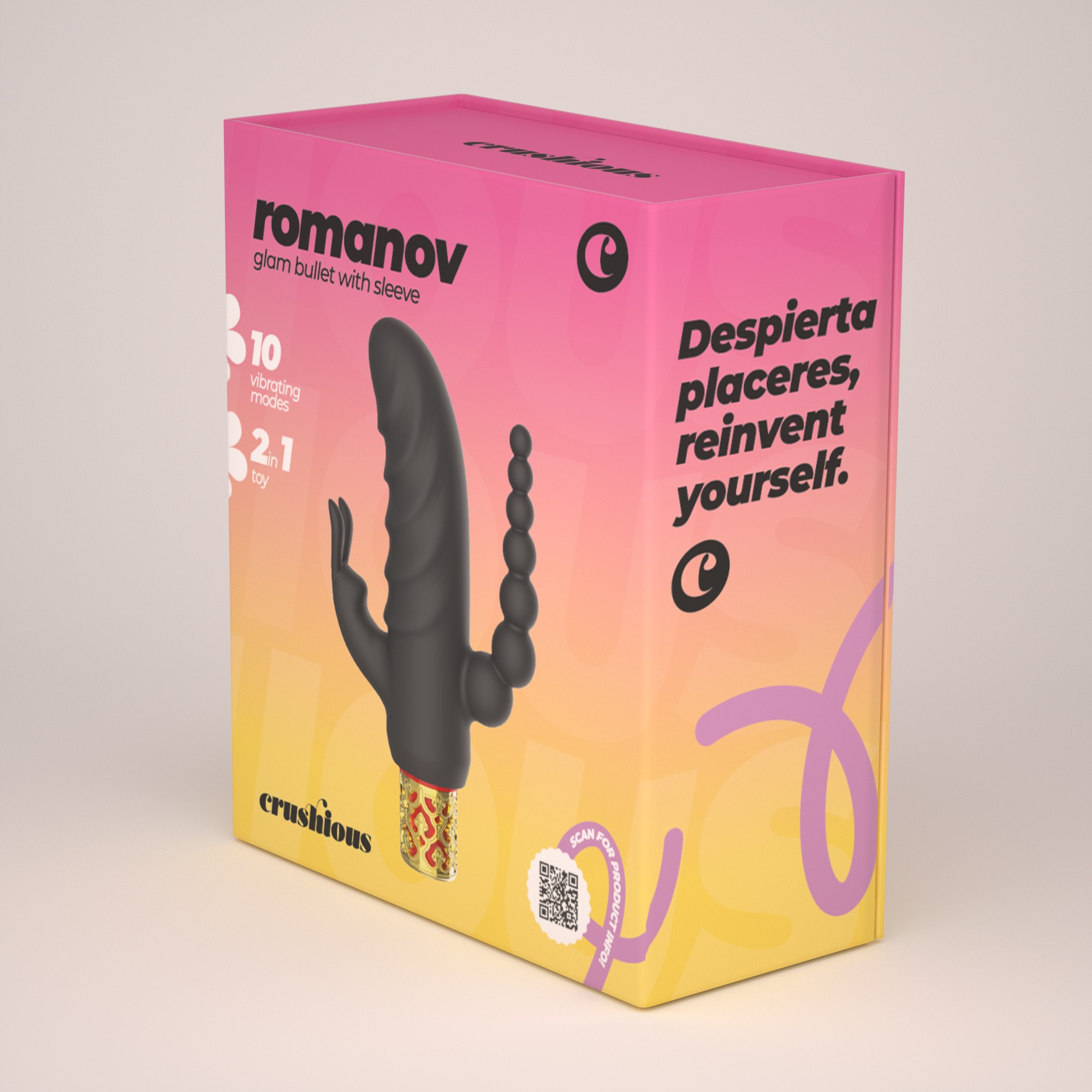 ROMANOV VIBRADOR CLÁSSICO COM MANGA DE SILICONE AMOVÍVEL CRUSHIOUS - Image 9