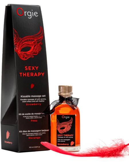 KIT DE MASSAGEM BEIJÁVEL SEXY THERAPY MORANGO ORGIE 100ML