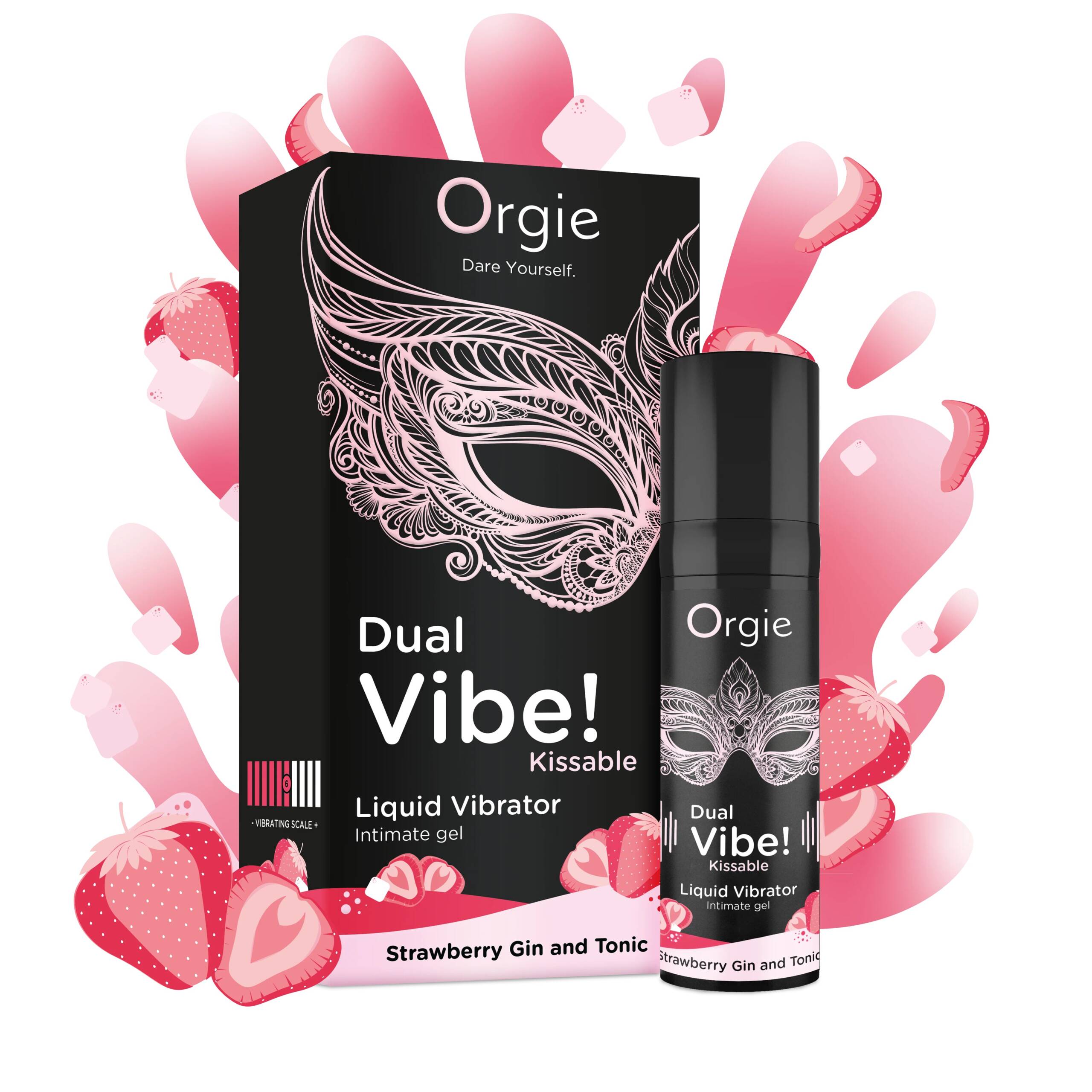 VIBRADOR LÍQUIDO COM SABOR A GIN TÓNICO DE MORANGO DUAL VIBE 15ML ORGIE - Image 3