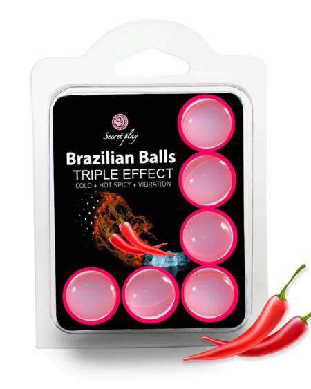 BOLAS LUBRICANTES BRAZILIAN BALLS EFECTO TRIPLO 6 X 4GR