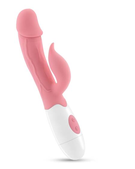 VIBRADOR CON ESTIMULADOR DE CLÍTORIS MOCHI ROSA Y LUBRICANTE DE BASE AGUA INCLUIDO CRUSHIOUS