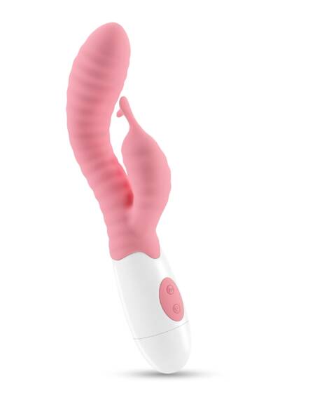 VIBRADOR CON ESTIMULADOR DE CLÍTORIS GUMMIE ROSA Y LUBRICANTE DE BASE AGUA INCLUIDO CRUSHIOUS