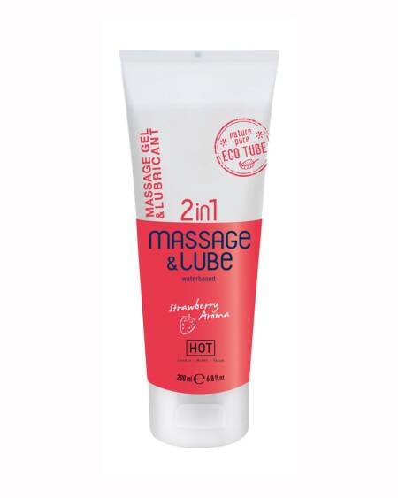 GEL DE MASAJE Y LUBRICANTE 2EN1 CON SABOR A FRESA HOT™ 200ML