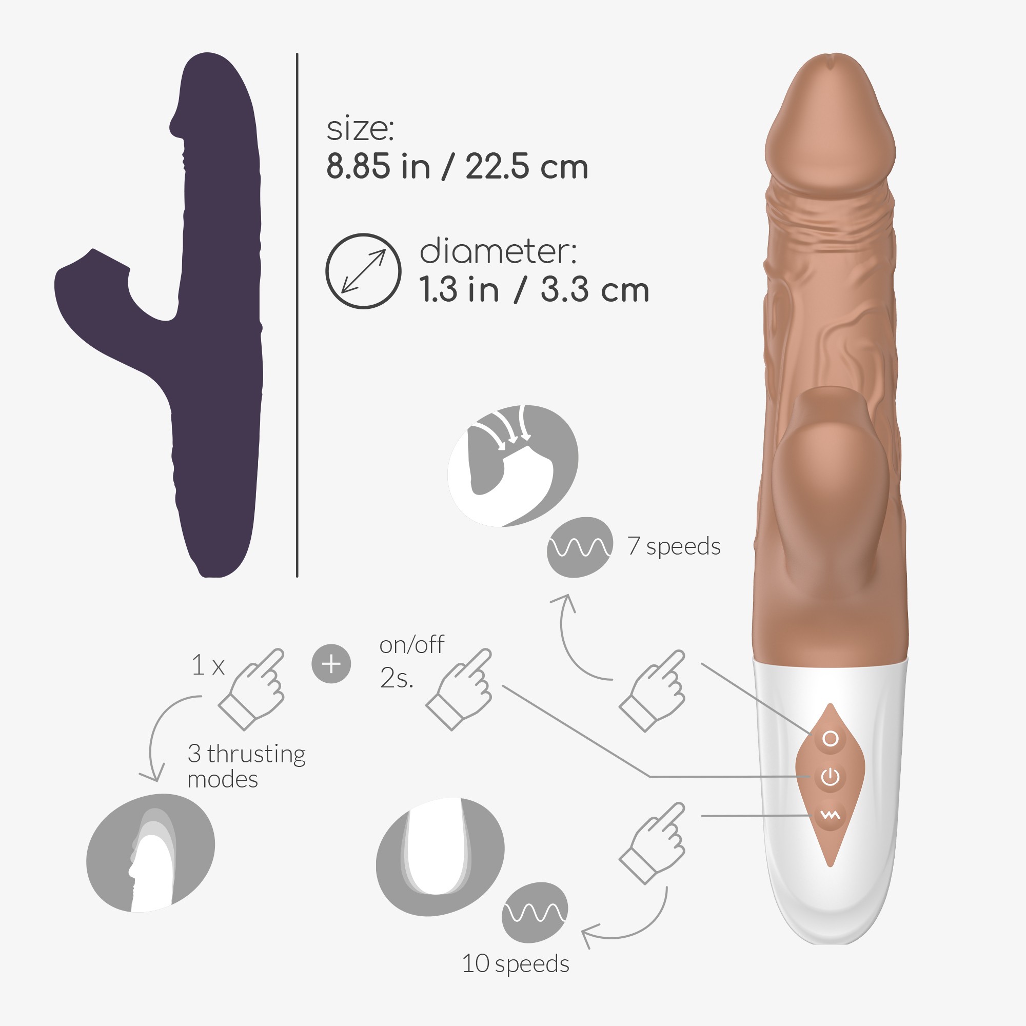 VIBRADOR REALISTA CON VAIVÉN EL MATADOR CRUSHIOUS - Image 10