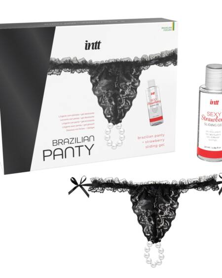 BRAGA BRASILEÑA NEGRA CON PERLAS Y GEL LUBRICANTE 50ML INTT