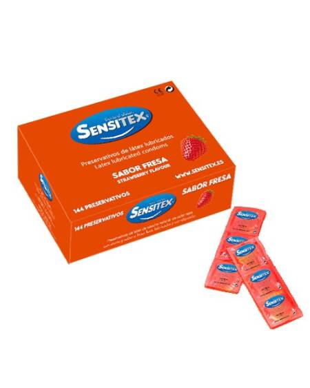 PRESERVATIVOS SABOR FRESA 144 UNIDADES SENSITEX