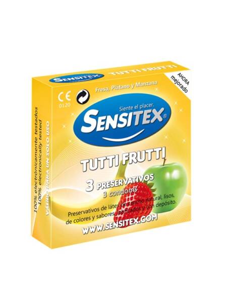 PRESERVATIVOS VEGANOS TUTTIFRUTTI 3 UNIDADES SENSITEX