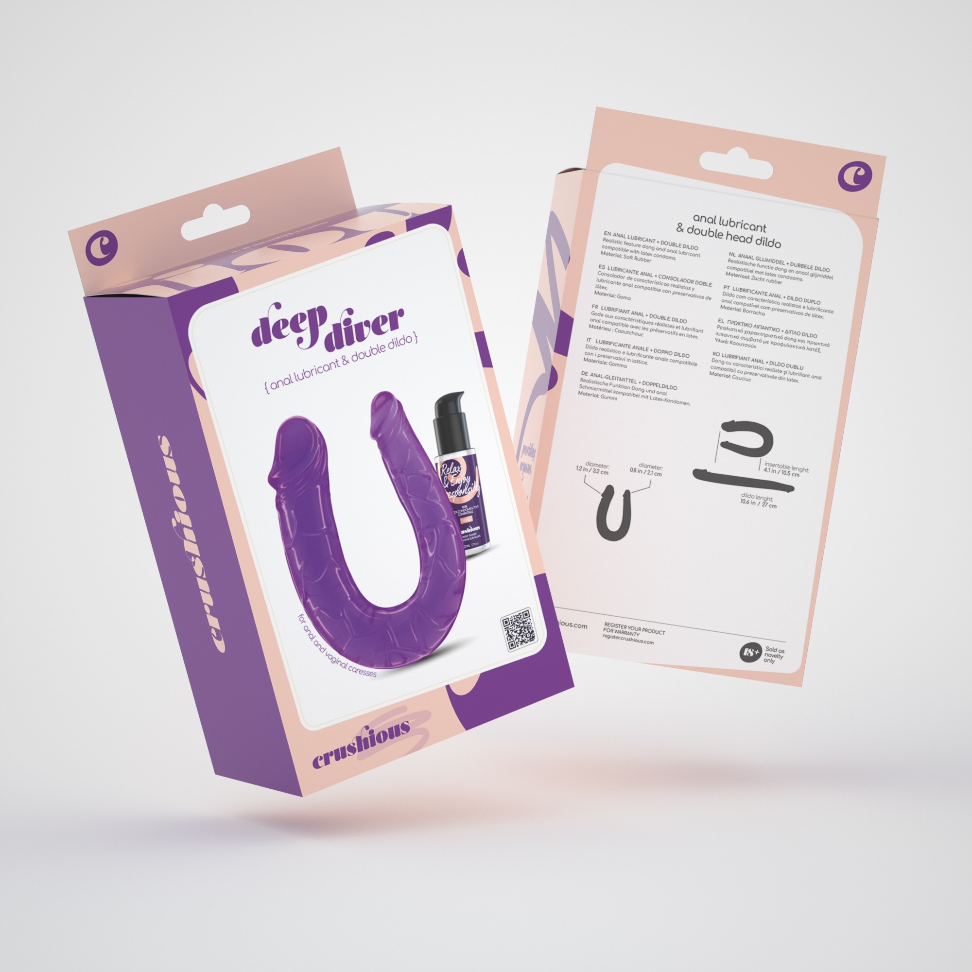 DEEP DIVER DILDO DOBLE CON LUBRICANTE ANAL 50ML CRUSHIOUS MORADO - Image 8