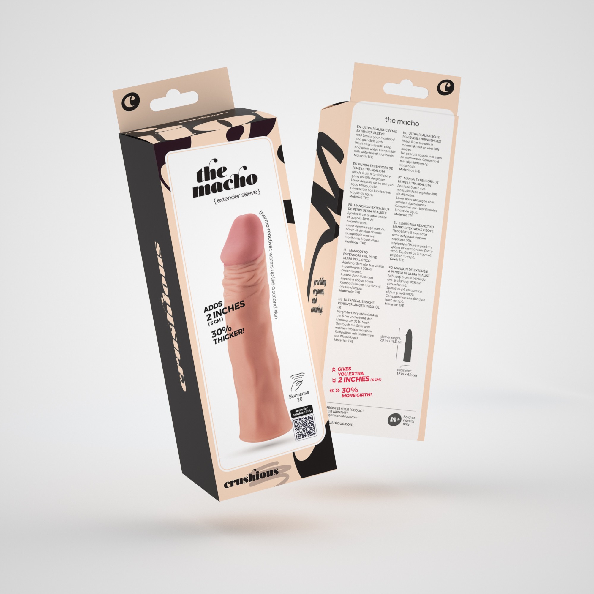 FUNDA DE PENE REALISTA CON EXTENSIÓN DE 2" THE MACHO CRUSHIOUS - Image 11