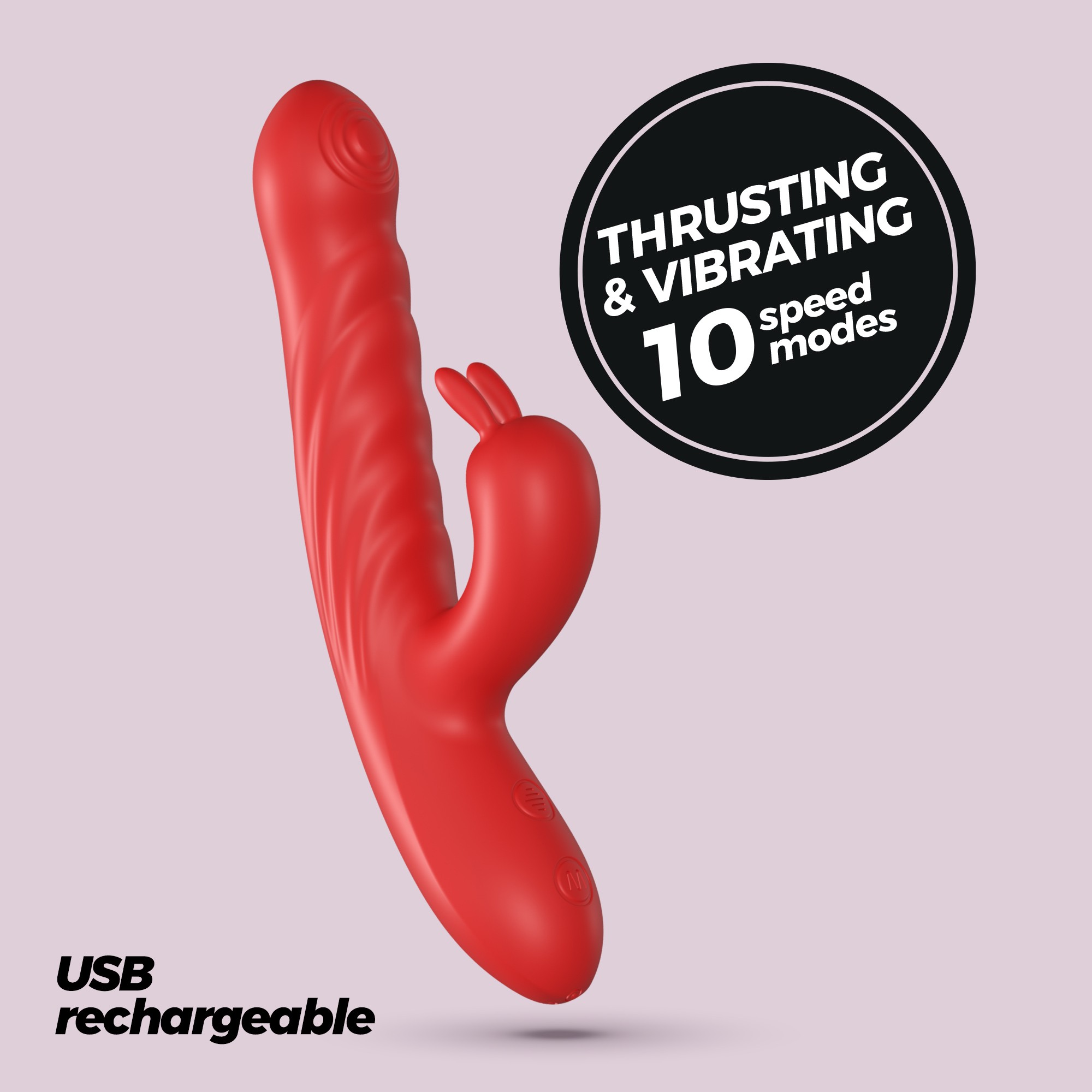 LAPIN VIBRADOR CONEJO RECARGABLE CON EMPUJE ROJO CRUSHIOUS - Image 11