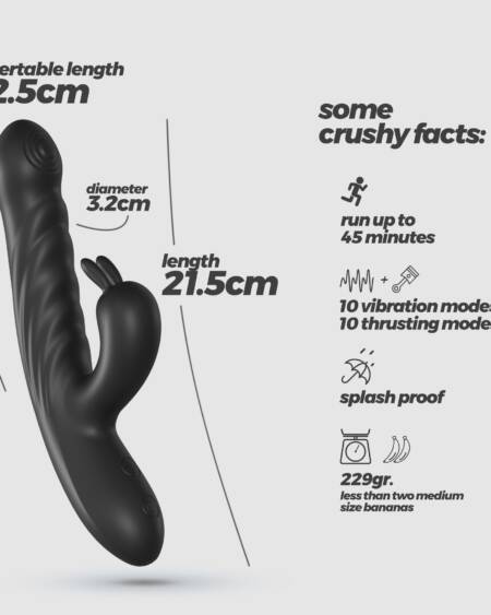 LAPIN VIBRADOR CONEJO RECARGABLE CON EMPUJE NEGRO CRUSHIOUS
