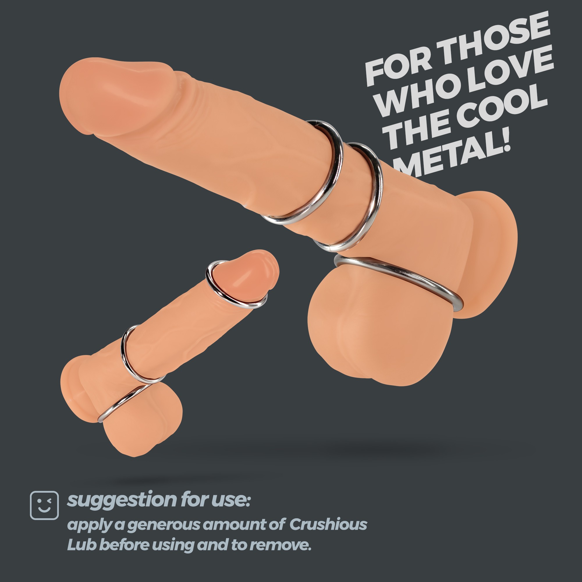 METALEROS CONJUNTO DE 3 ANILLOS PARA EL PENE DE METAL CRUSHIOUS - Image 5
