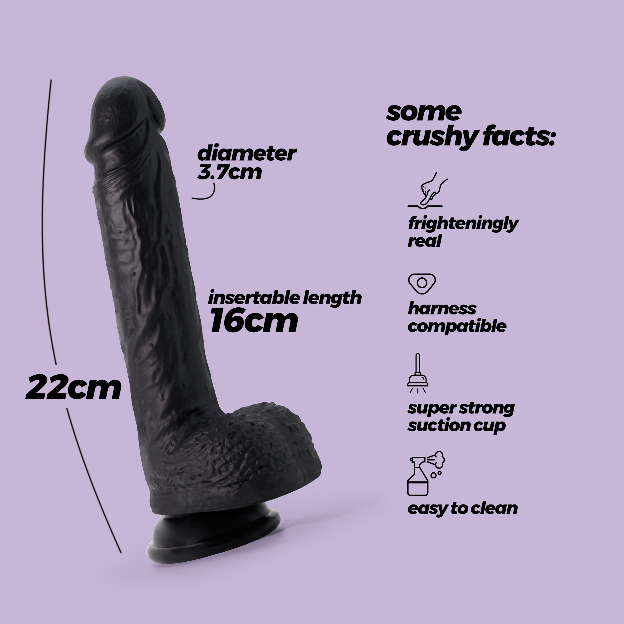 DILDO DE SILICONA LIQUIDA INVIKTUS 8 CRUSHIOUS NEGRO - Image 8