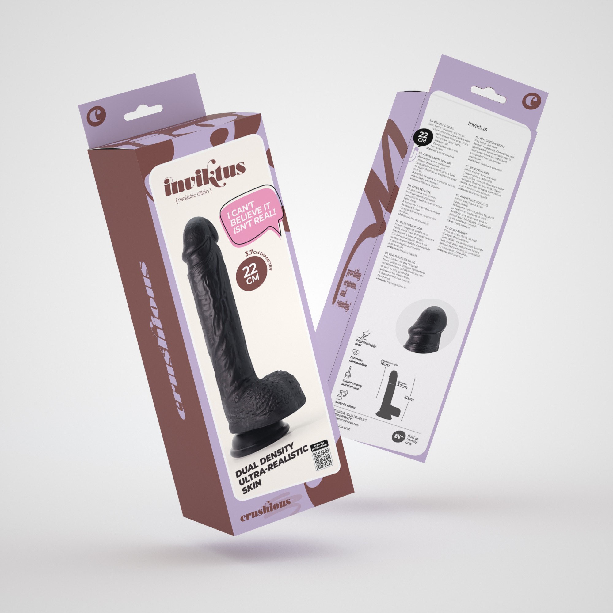 DILDO DE SILICONA LIQUIDA INVIKTUS 8 CRUSHIOUS NEGRO - Image 9