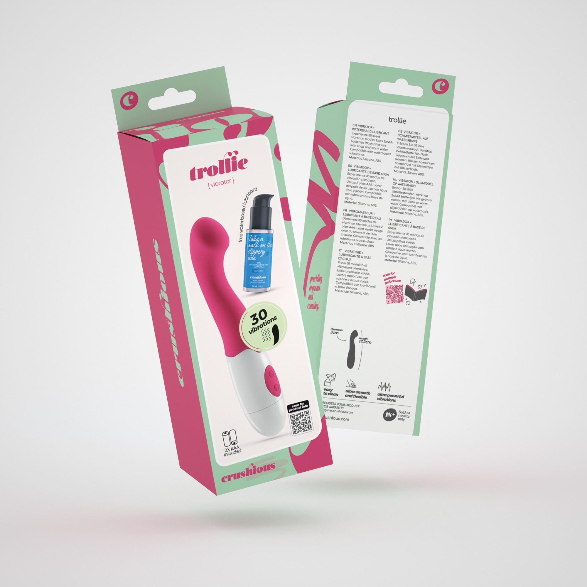 VIBRADOR TROLLIE COM LUBRICANTE DE BASE AGUA INCLUIDO CRUSHIOUS - Image 11