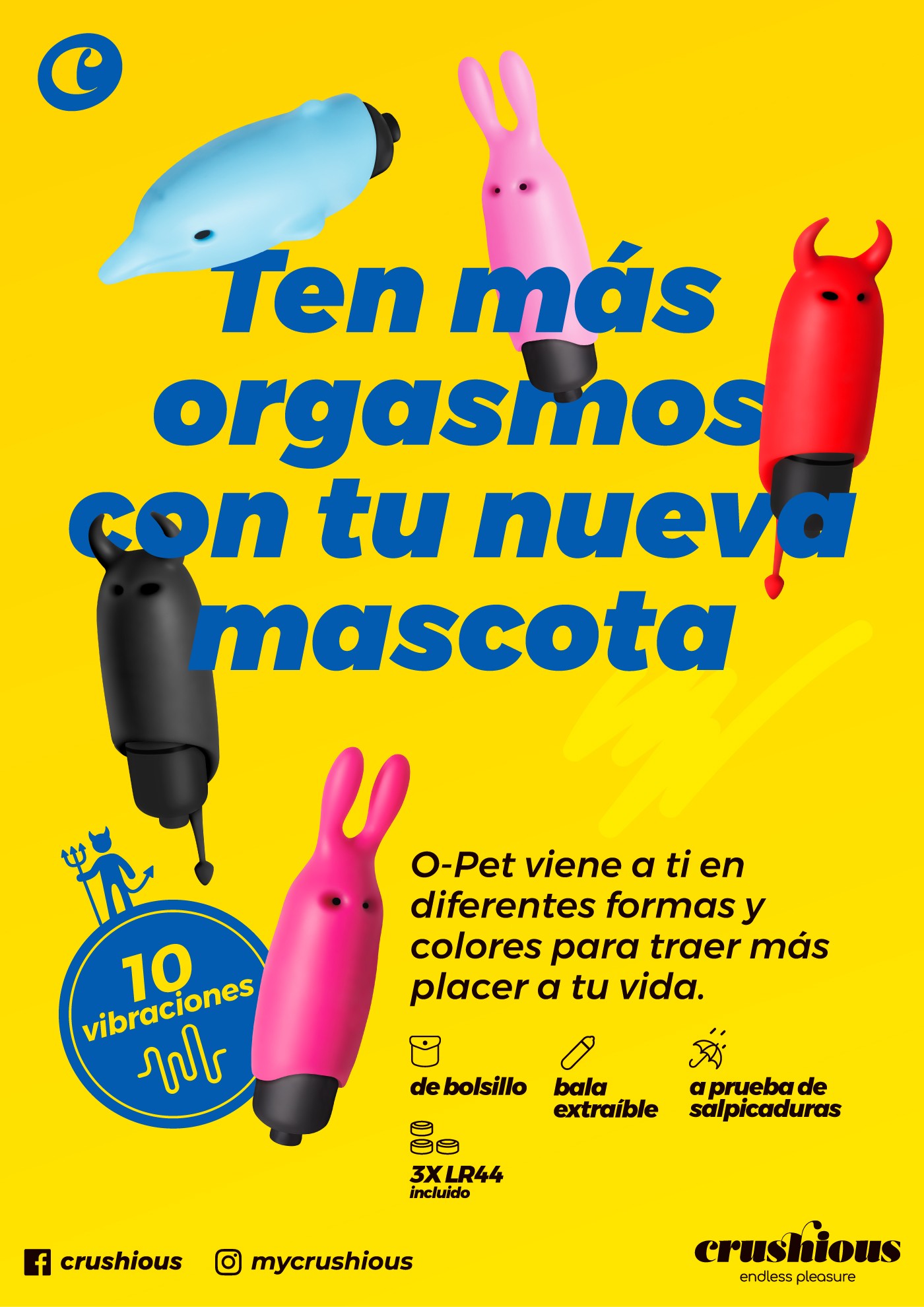 O-PET DIABLO CON BALA DE 10 VIBRACIONES NEGRO CRUSHIOUS - Image 12