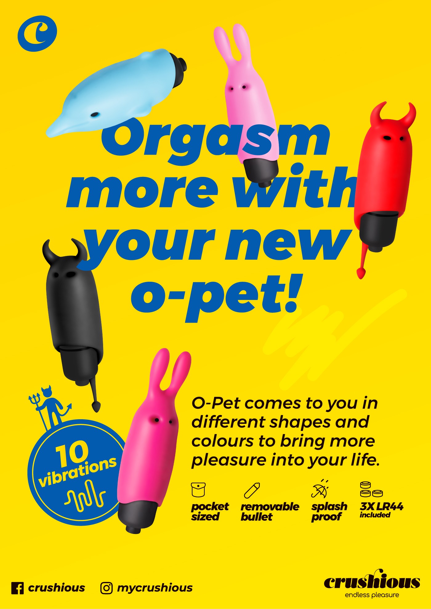 O-PET CONEJO CON BALA DE 10 VIBRACIONES ROSA PASTEL CRUSHIOUS - Image 10
