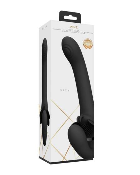STRAP-ON SIN ARNÉS SATU PULSE-WAVE AND VIBRATING PRETO VIVE