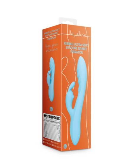 VIBRADOR RIBBED ULTRA SOFT SILICONE RABBIT GLACIAL BLUE LOVELINE