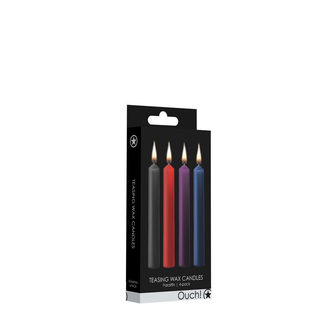 CONJUNTO DE 4 VELAS COM MIX DE CORES TEASING WAX CANDLES OUCH!