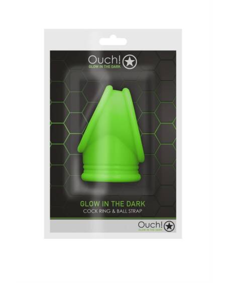ANEL PARA O PÉNIS E TESTICULOS FLUORESCENTE GLOW IN THE DARK OUCH!