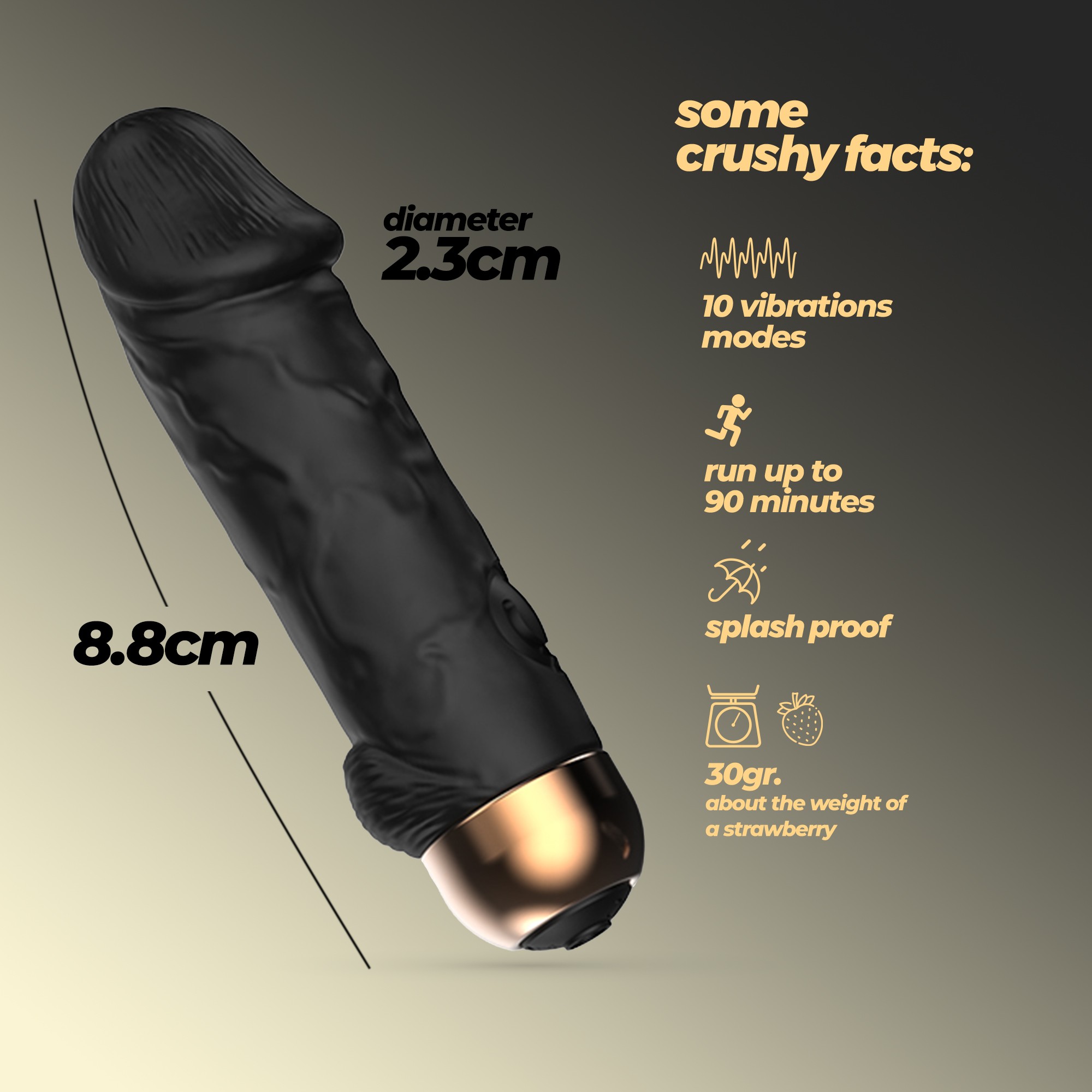 MINI VIBRADOR BALA REALISTA WEENIE PRETO CRUSHIOUS - Image 10