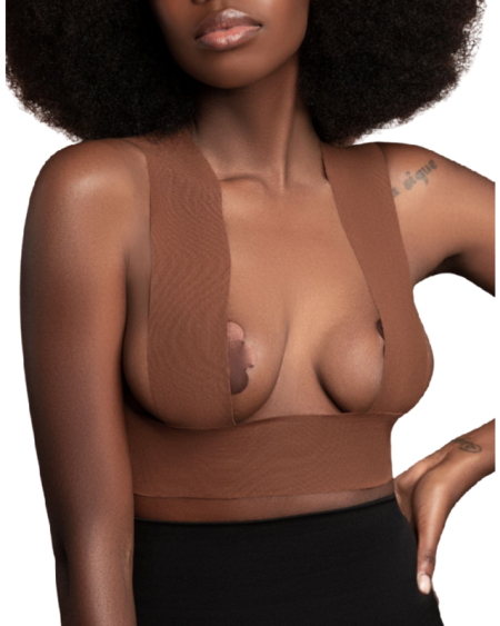 BYE-BRA - BODY CINTA 5 M X 6.5 CM + 3 PARES DE PEZONERAS MARRÓN