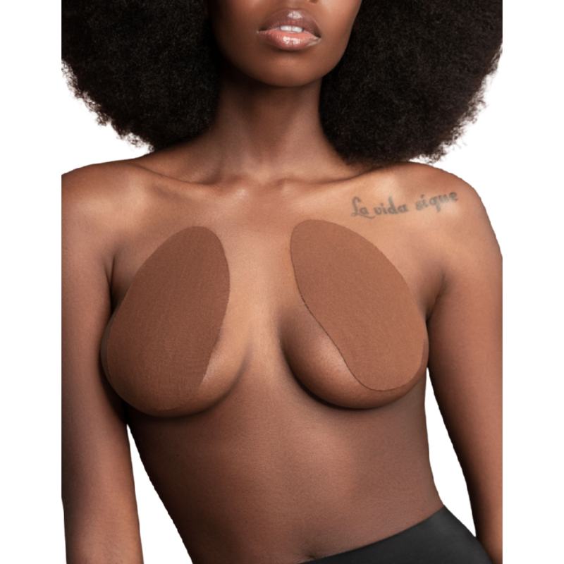 BYE-BRA - REALZADOR PECHOS + 3 PARES DE SATEN BEIGE COPA A/C - MARRON OSCURO, G-H