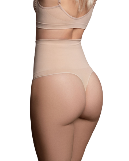Faja sem costuras estilo tanga Beige Tamanho M