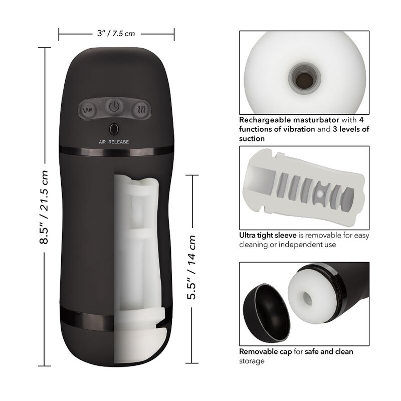 CALEXOTICS - OPTIMUM POWER MASTURBADOR CON VIBRACIÓN Y SUCCIONADOR