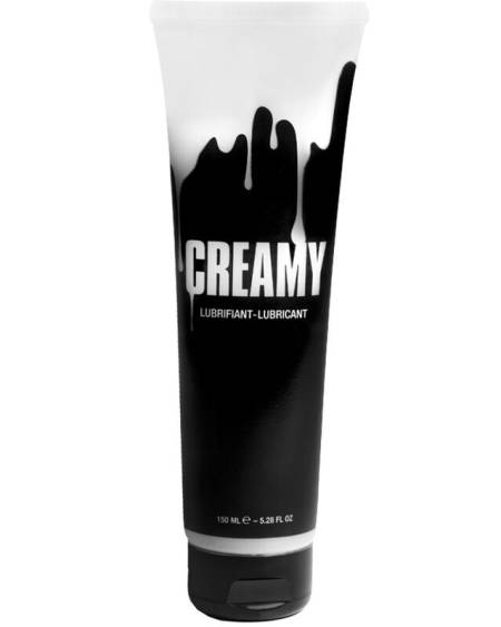 Lubrificante CREAMY CUM com textura cremosa e cor leitosa