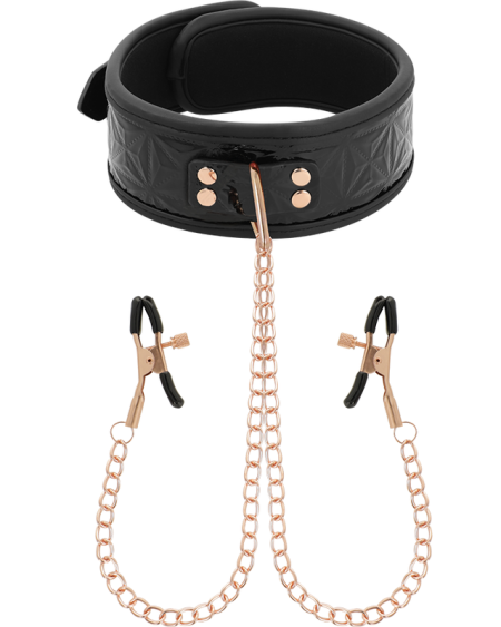 BEGME - BLACK EDITION COLLAR CON CADENAS Y PINZAS PEZONES CON FORRO DE NEOPRENO