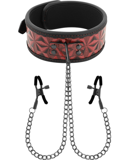 BEGME - RED EDITION COLLAR CON CADENAS Y PINZAS PEZONES CON FORRO DE NEOPRENO