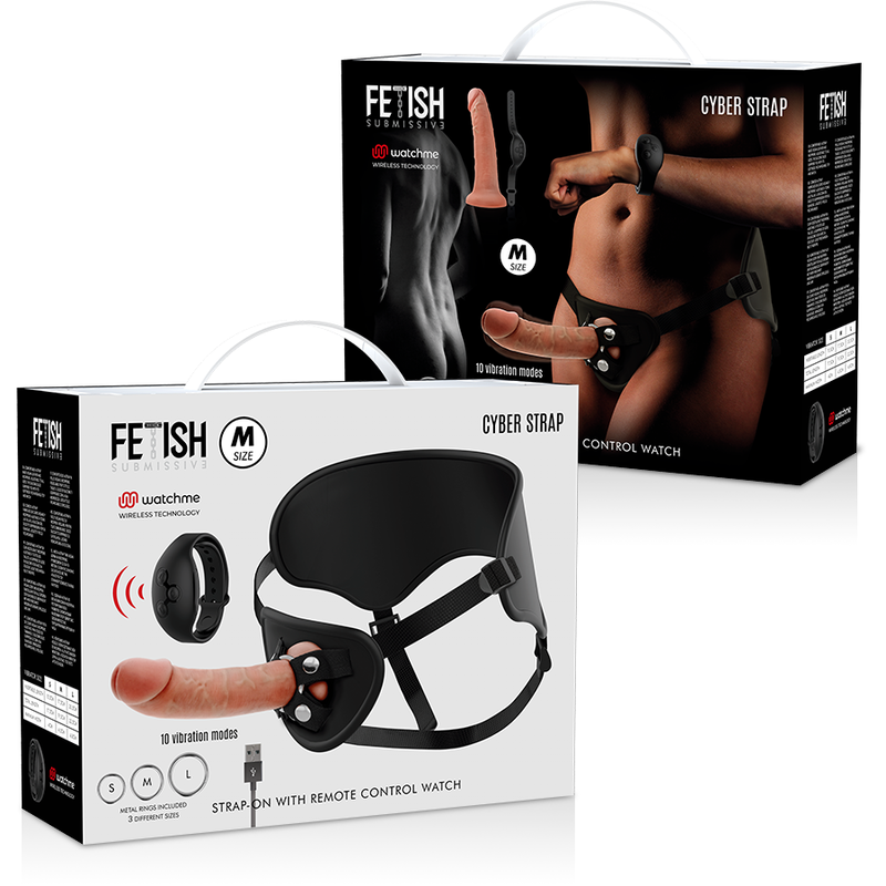FETISH SUBMISSIVE CYBER STRAP - ARNÉS CON DILDO CONTROL REMOTO TECNOLOGÍA WATCHME M