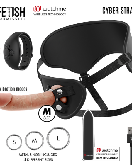 FETISH SUBMISSIVE CYBER STRAP - ARNÉS CON DILDO Y BALA CONTROL REMOTO TECNOLOGÍA WATCHME M