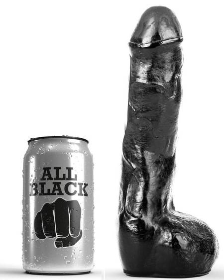 Dildo anal realista ALL BLACK em PVC, com textura ondulada