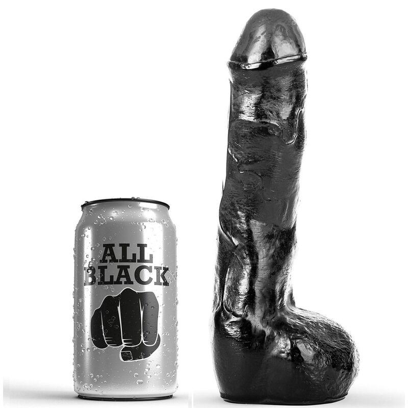 Dildo anal realista ALL BLACK em PVC, com textura ondulada