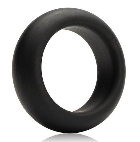 Anel para o pénis de silicone estiramento máximo na cor preta.