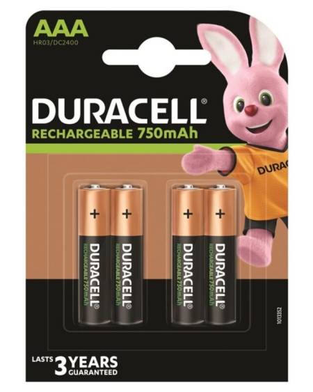 Pilas recarregáveis Duracell HR03 AAA 750mAh