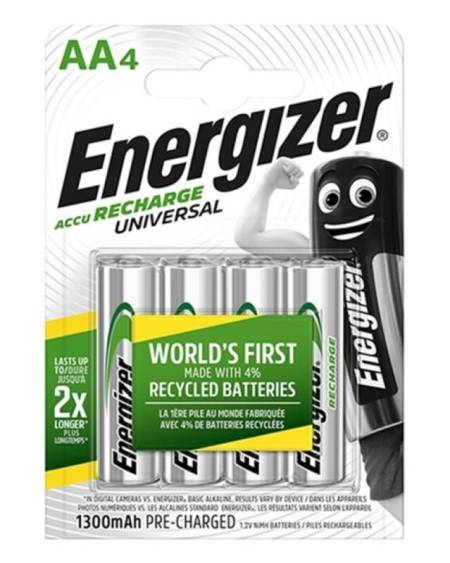 ENERGIZER - UNIVERSAL PILA RECARGABLE HR6 AA 1300mAh BLISTER*4