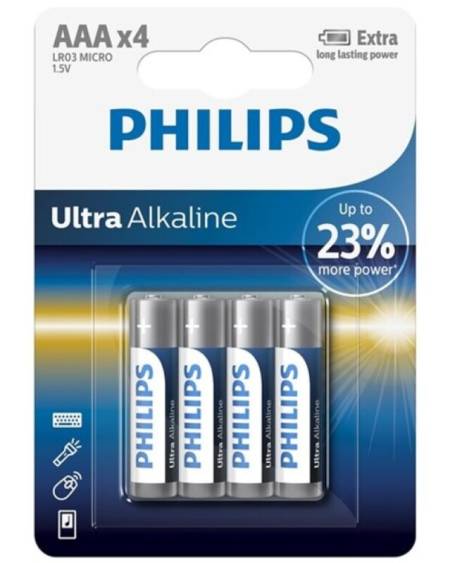 PHILIPS - ULTRA ALKALINE PILA AAA LR03 BLISTER*4
