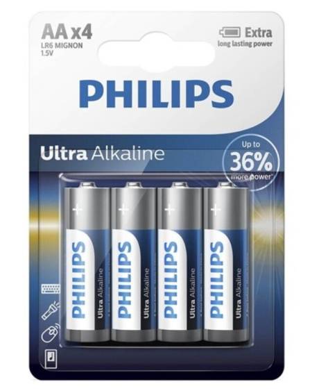 PHILIPS - ULTRA ALKALINE PILA AA LR6 BLISTER*4